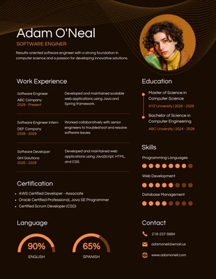 Free  Template: Orange Software Engineer Resume Template