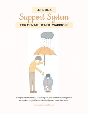 Free  Template: Soft Peach Mental Health Poster