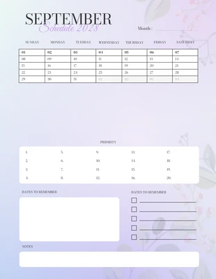 Free  Template: Gradient Purple September Schedule 2028 Flyer Template