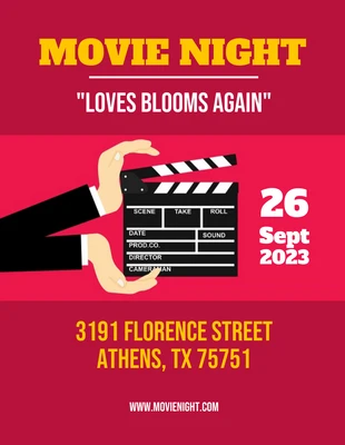 Free  Template: Maroon Movie Night Flyer Template