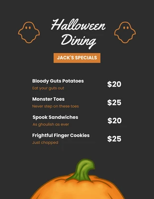 Free  Template: Black Minimalist Halloween Menu