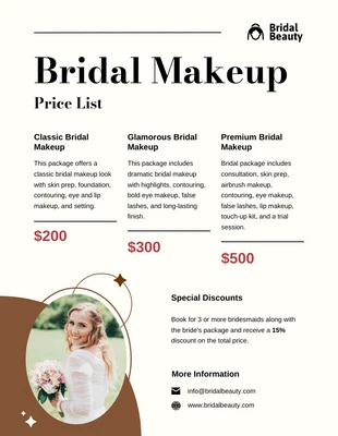 Free  Template: Bridal Makeup Price List Template