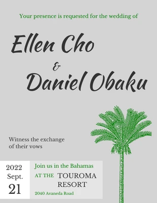 Free  Template: Palm Tree Wedding Invitation