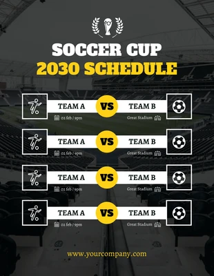 Free  Template: Black Modern Soccer Cup Schedule Template