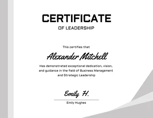 business  Template: Plain Gray Certificate of Leadership Template