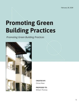 Free  Template: Green Building Real Estate Proposal Template