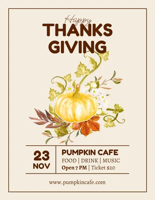 Free  Template: Pumpkin Happy Thanksgiving Flyer Template