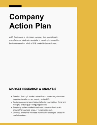 Free  Template: Action Plan Example Template