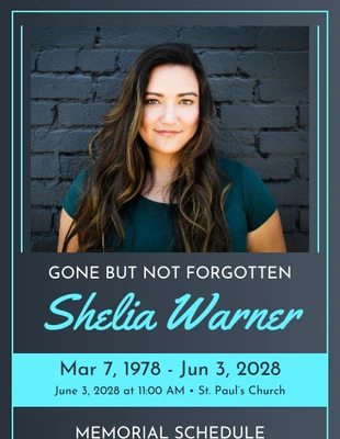 Free  Template: Turquoise Memorial Event Program Template