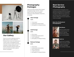 Black and White Simple Clean Minimalist PhotographyTri-fold Brochure - Page 2