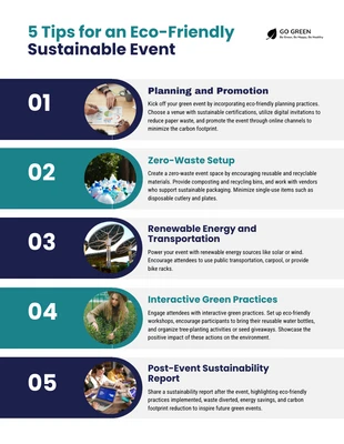 Free  Template: 5 Tips for Eco-Friendly Sustainable Event Infographic Template