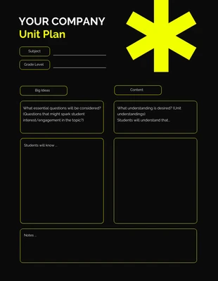 Free  Template: Unit Plan Template