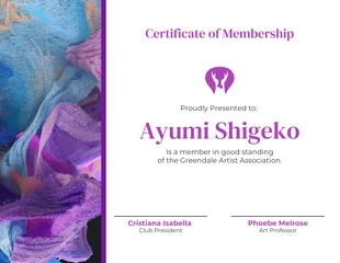 Free  Template: Artist Association Certificate of Membership Template