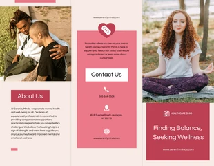 Free  Template: Cream Pink Mental Health Tri-fold Brochure Template