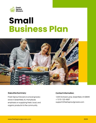 Free  Template: White Yellow Small Business Plan Template