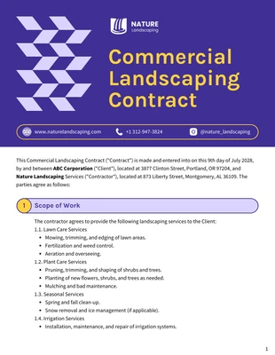 premium  Template: Commercial Landscaping Contract Template