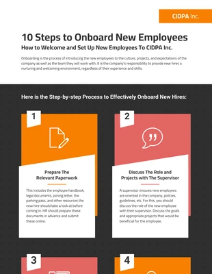 premium  Template: 10 Steps Employee Onboarding Process Infographic Template