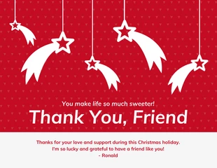 Free  Template: Stars Christmas Thank You Card