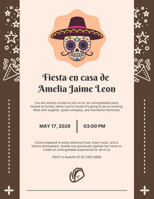 Free  Template: Brown And Biege Modern Cheerful Playful Mexico Fiesta Invitation