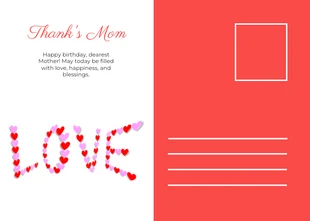 Red Modern Illustration Happy Mother's Day Postcard - Page 2