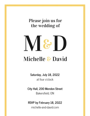 Free  Template: Simple Golden Wedding Invitation