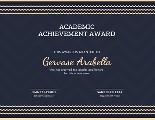 premium  Template: Navy Academic Grades Achievement Awards Certificate Template