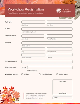 Free  Template: Workshop Registration Form Sample Template