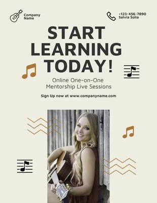 Free  Template: Guitar One on One Mentorship Flyer Template