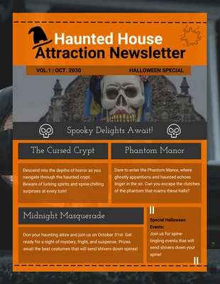 Free  Template: Haunted House Attraction Newsletter Template