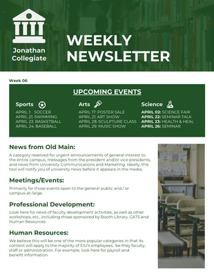 business  Template: Green High School Newsletter Template