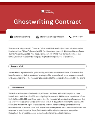 Free  Template: Ghostwriting Contract Template