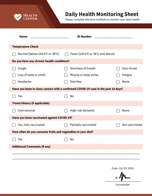 premium  Template: Health Form Template