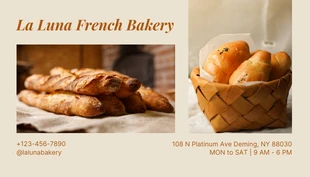 Free  Template: Beige Modern Photo Bakery Business Card