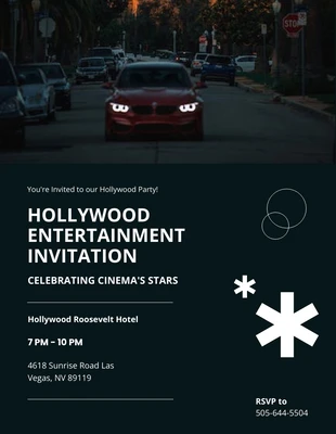 Free  Template: Black Simple Minimalist Hollywood Invitation