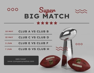 Free  Template: Light Grey Modern Playful Illustration Super Big Match Superbowl Schedule Template