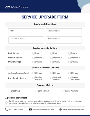 business  Template: Service Upgrade Form Template