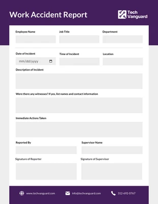 Free interactive Template: Work Accident Report Template