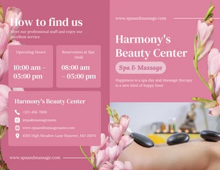 Free  Template: Flower Beauty Spa Center Brochure Template