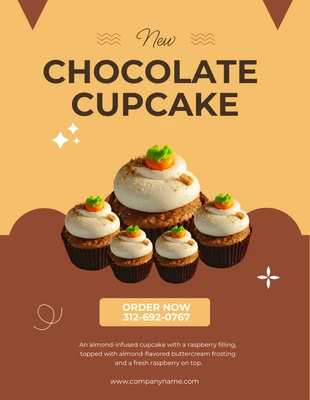 Free  Template: New Chocolate Cupcake Promotion Flyer Template