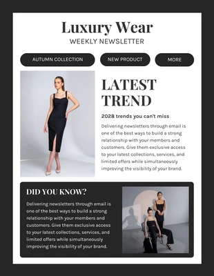 Free  Template: Black White Elegant Fashion Newsletter Template