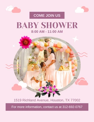 Free  Template: Carousel Pink Baby Shower Flyer Template