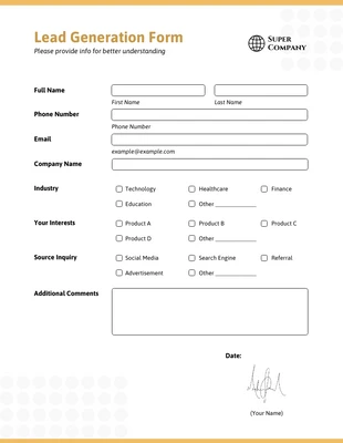 business  Template: Lead Generation Form Template