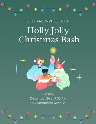 Free  Template: Simple Green Christmas Party Invitation