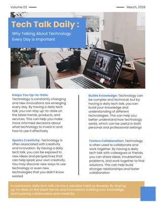 Free  Template: Blue Yellow Tech Talk Daily Newsletter Template