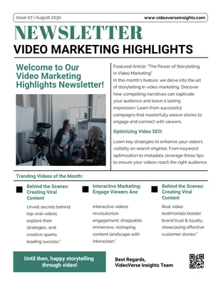 Free  Template: Video Marketing Highlights Newsletter Template