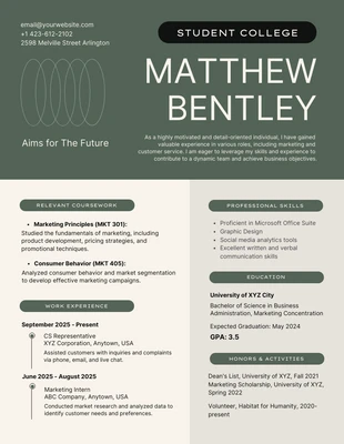 Free  Template: Green Sage College Resume Template