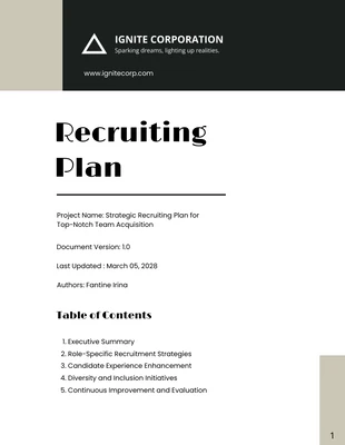 business  Template: White Recruiting Plan Template