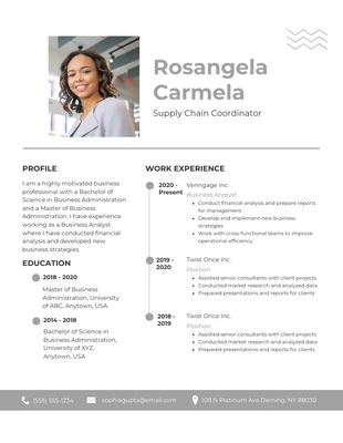 Free  Template: Minimalist White Grey Professional Business Resume Template