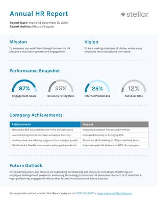 Free  Template: Annual HR Report Template