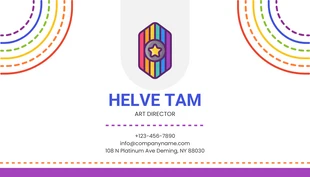 Free  Template: White Colorful Playful Rainbow Illustration Business Card